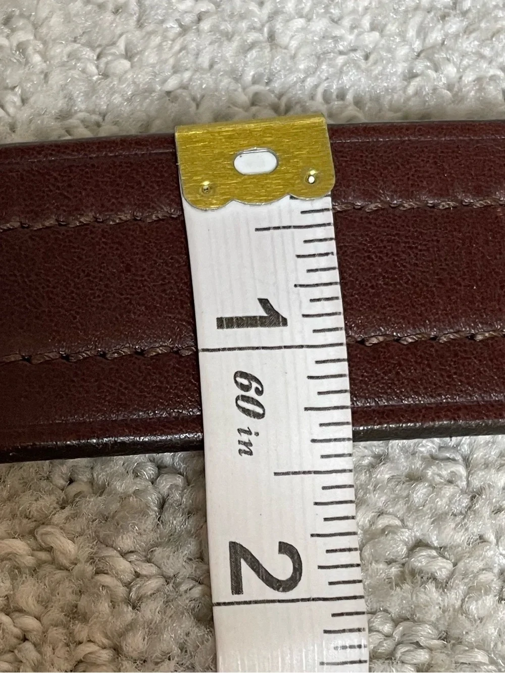 Eddie Bauer Size 42 Brown Leather Stitching Accented Brass Buckle Casual Belt